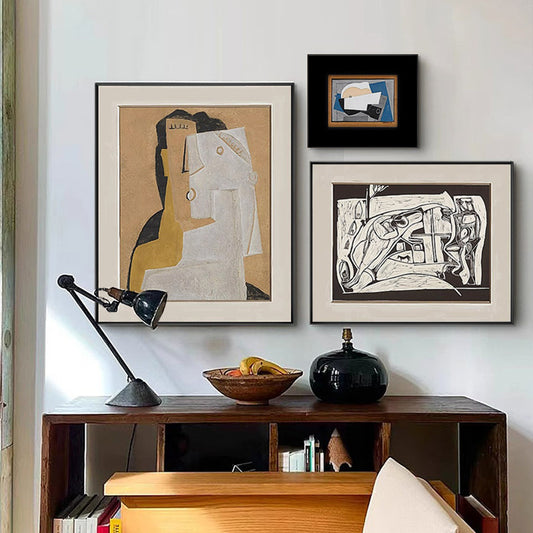 Daydream Traveler Modern Abstract Figure Composition Decor Painting, Living Room Sofa Background Wall Art, French Mid-Century Style Decorative Painting