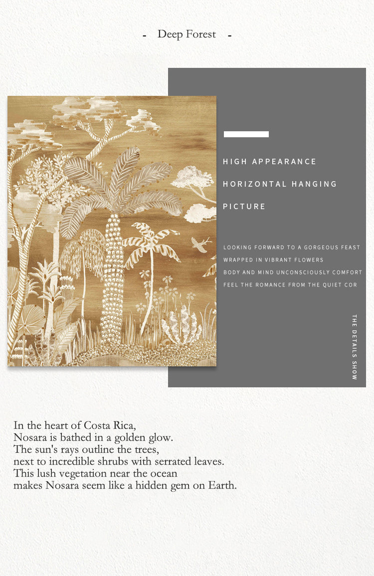 French Modern Mid-Century Medieval Core Forest Canvas Painting, Textured Gallery Wall Art for Living Room, Quiet Luxury Landscape Painting, Abstract Woods Depth Wall Hanging for Sofa Backdrop