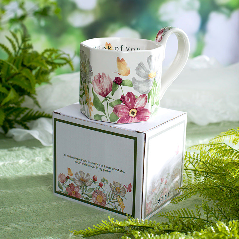 Garden Fruit Basket Ceramic Drinkware Set - Premium Porcelain Cold Water Kettle, Coffee Mug & Cup Saucer, Rustic Modern Farmhouse Style, Microwave & Dishwasher Safe, Ideal for Daily Use & Housewarming Gift