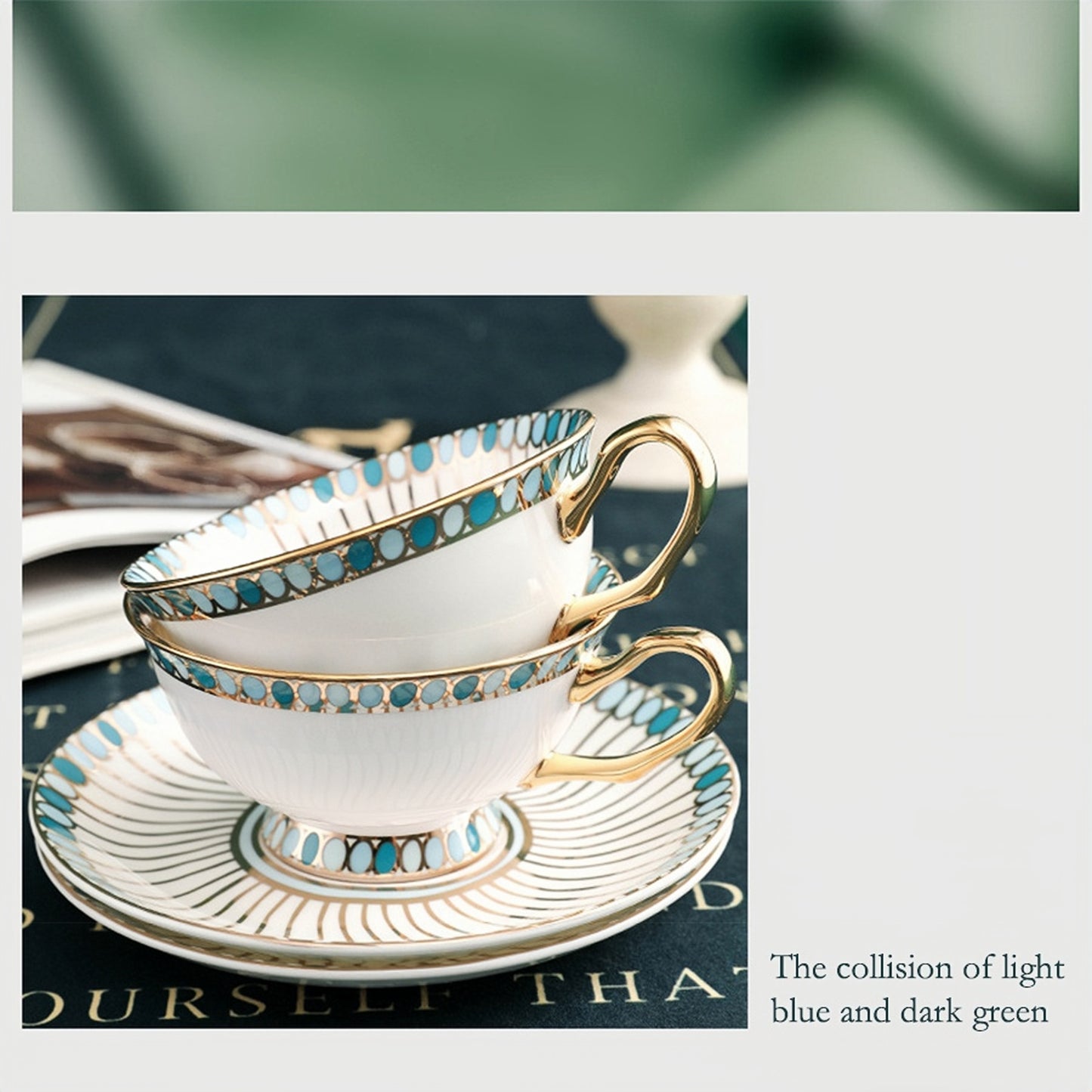 Luxury Fine Bone China Coffee & Tea Cup Set with Saucers, Elegant European/English Style, High-End Aesthetic Tableware for Afternoon Tea, Gold Rim, Microwave Safe, Premium Gift Box for Wedding, Housewarming & Mother's Day - Modern Home Decor