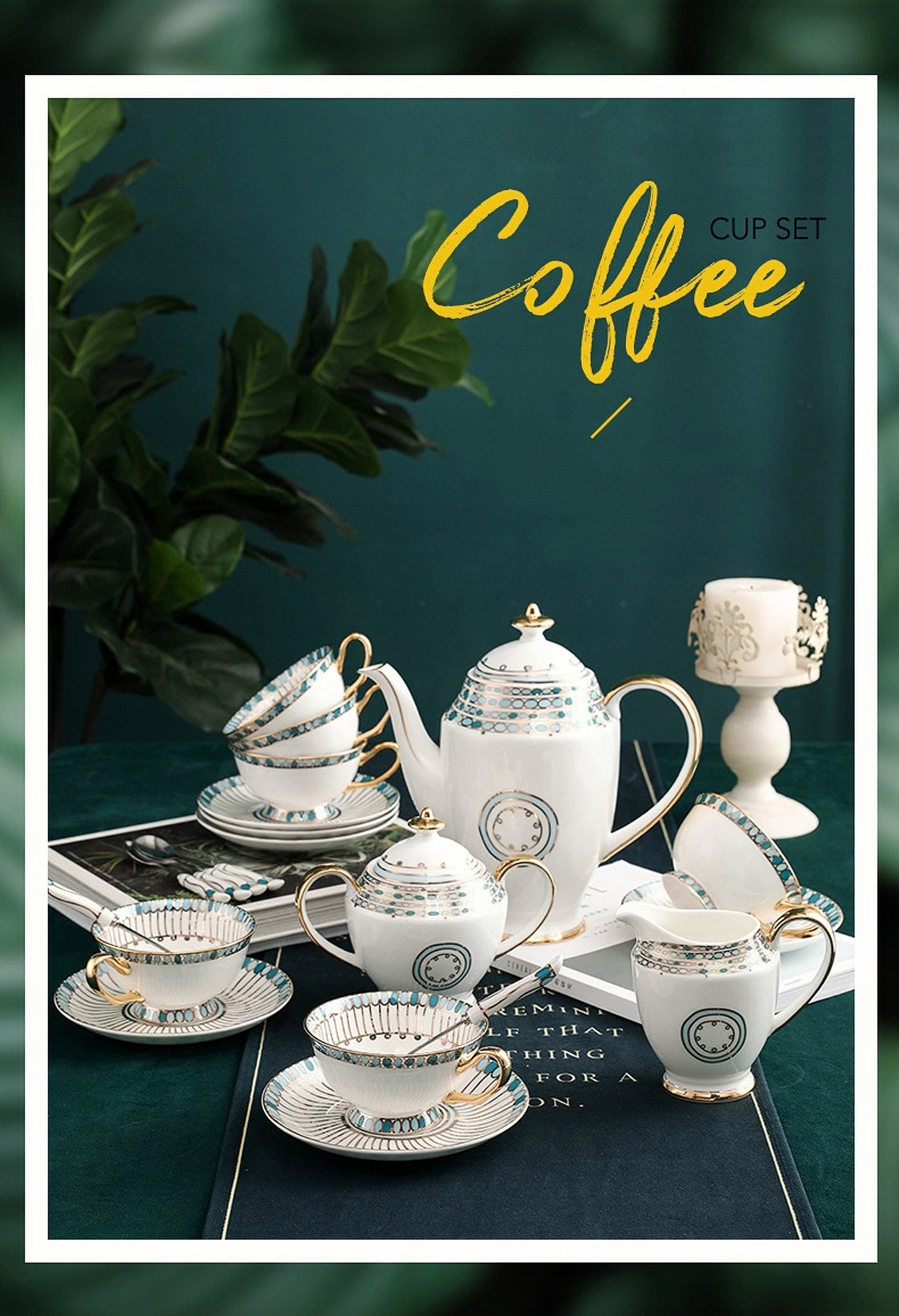 Luxury Fine Bone China Coffee & Tea Cup Set with Saucers, Elegant European/English Style, High-End Aesthetic Tableware for Afternoon Tea, Gold Rim, Microwave Safe, Premium Gift Box for Wedding, Housewarming & Mother's Day - Modern Home Decor