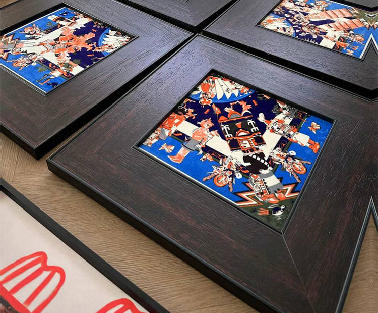 Wood Frame "Mountain Scenery" | Old Money Style French Mid-Century Landscape Painting | Nordic Retro Decorative Art | Entryway Dining Room Hanging Wall Atmosphere Art