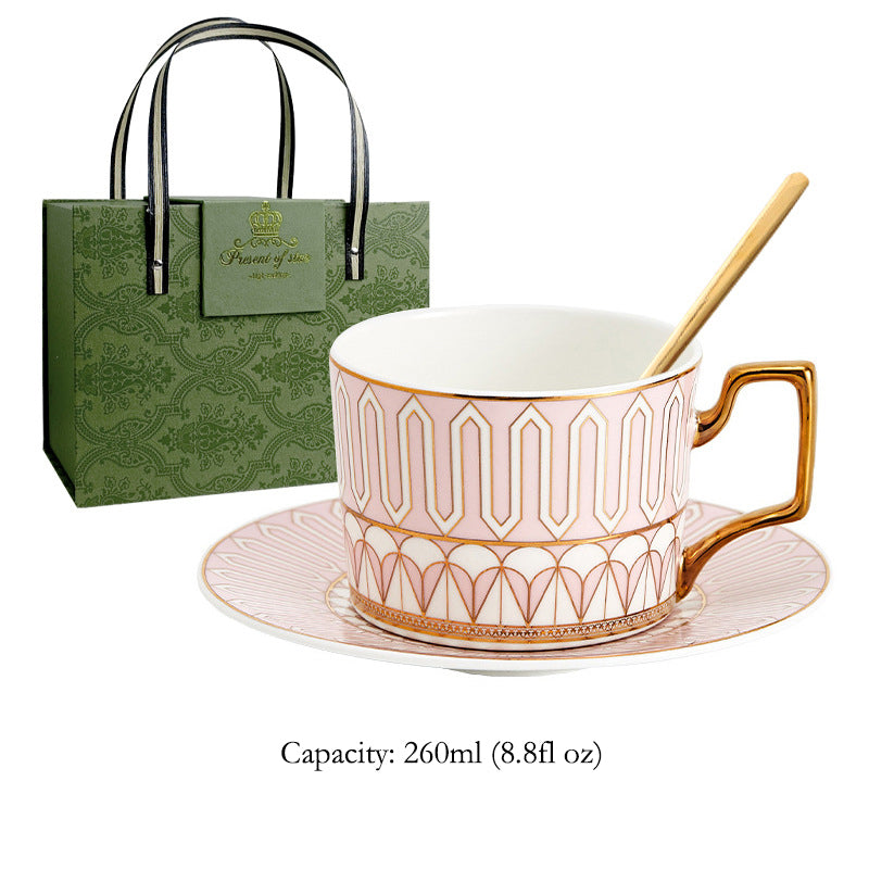 Luxury Ceramic Coffee Mug & Saucer Gift Set, Elegant Couple Cups for New Home Housewarming, Wedding & Christmas Present, Gold Trimmed Bone China Tea Cup Collection
