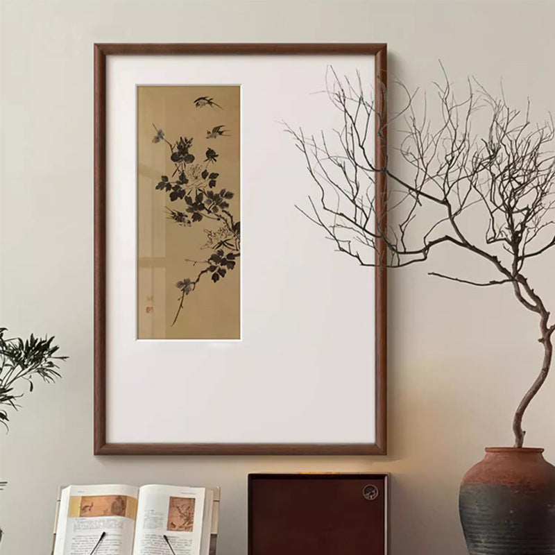 "Chinoiserie Swallow Wall Art 'Spring Swallow Brings Bliss', French Chinese Style Canvas Painting for Living Room, Entryway Decor, Zen Bedroom Study Tea Room Hanging Scroll, Oriental Botanical "