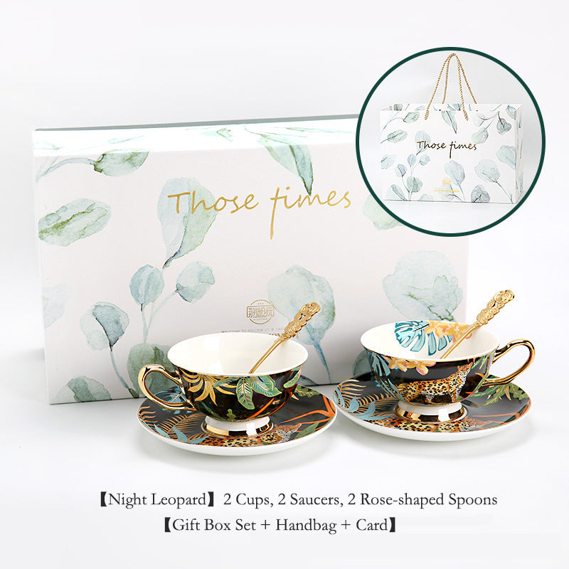 Couple Coffee Mug Set, Fine Bone China - European Mild Luxury, Elegant English Afternoon Tea Cups, Premium Ceramic, Gift Box for Anniversary/Wedding