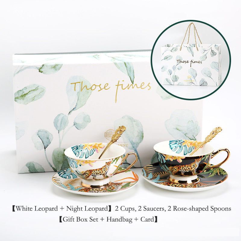 Couple Coffee Mug Set, Fine Bone China - European Mild Luxury, Elegant English Afternoon Tea Cups, Premium Ceramic, Gift Box for Anniversary/Wedding