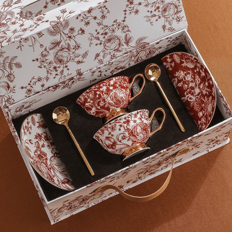 legant Bone China Coffee Cup & Saucer Set, Luxury Wedding & Bridal Shower Guest Gift, European Vintage Tea Set for Afternoon Tea, Exquisite Souvenir, Gift Ready Box