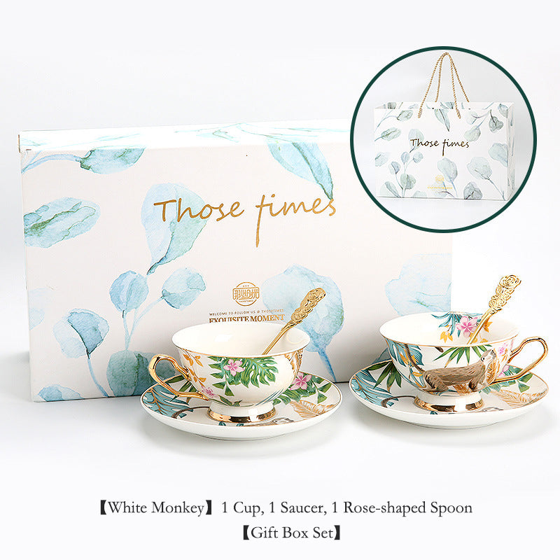 Couple Coffee Mug Set, Fine Bone China - European Mild Luxury, Elegant English Afternoon Tea Cups, Premium Ceramic, Gift Box for Anniversary/Wedding