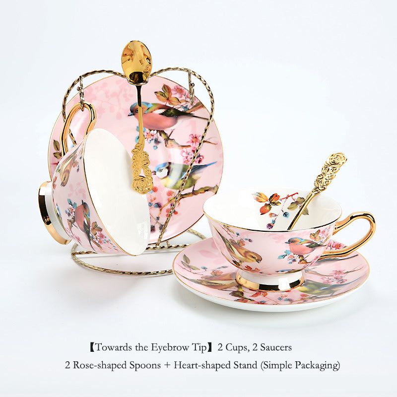"Luxury Ceramic Afternoon Tea Set with Candle Warmer - English High Tea & French Style, Fruit Infuser Teapot, Floral Teacups, Elegant Tea Service for Home Ambiance & Gift-Giving"