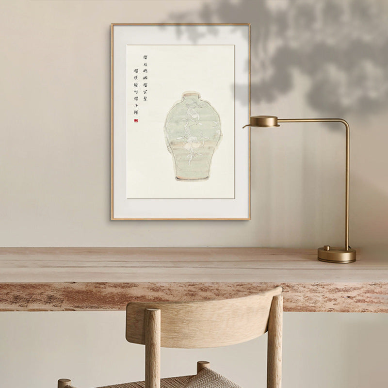 Z"Chinese Elegant Vase Painting, Multi-Panel Ink Wash Landscape Scroll, Zen Tea Room Wall Art, Oriental Bottle World Canvas, Asian Classic Mountain Water Decor for Dining Room"