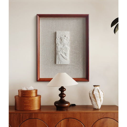 Alphonse Mucha Art Nouveau Vintage 3D Relief Handcrafted Framed Wall Art - French Retro Solid Wood Limited Edition Artistic Decorative Print