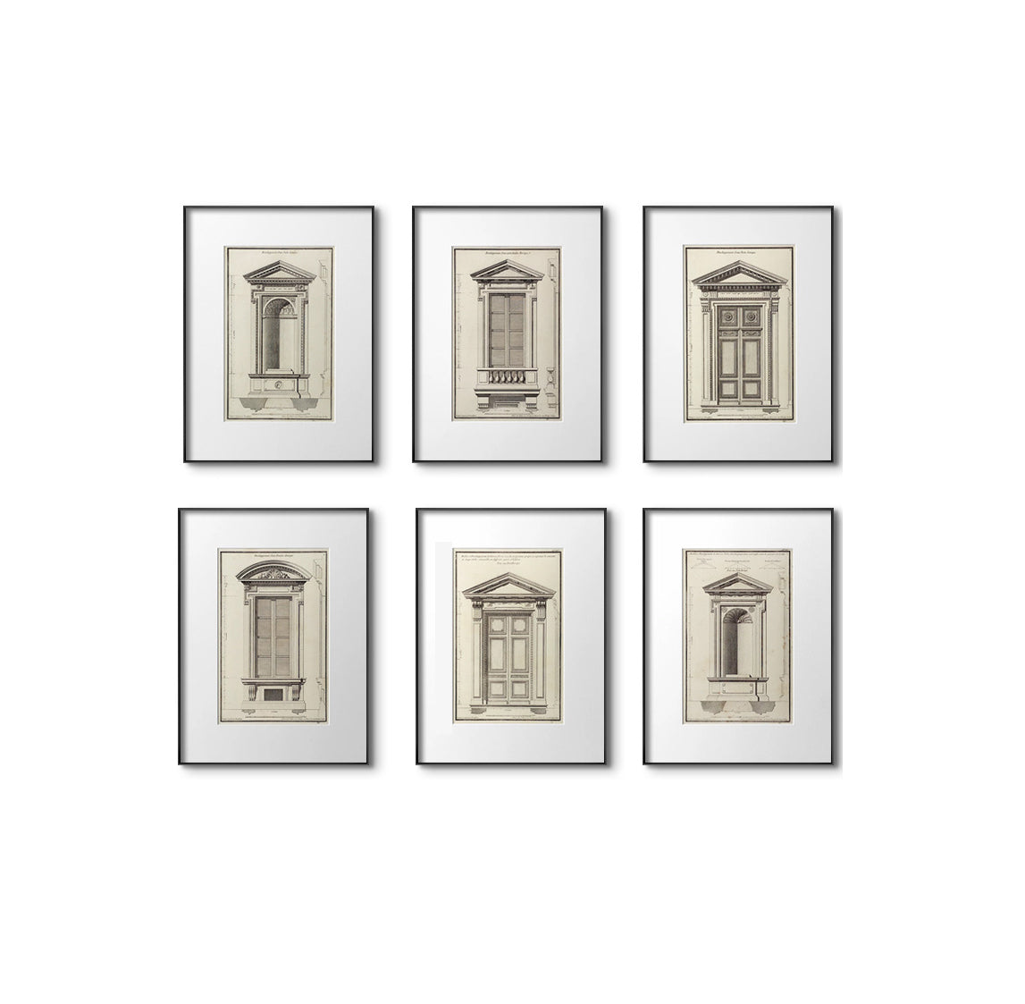 Classical architecture European-style light luxury living room decorative paintings, niche retro black and white set of paintings, hallway entrance artwork, mid-century modern wall art.（Set）