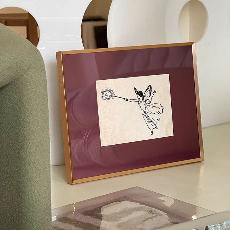 Abstract Modern Gold Frame Wall Art for Living Room | Textured Canvas Prints with Red Mat | Ready-to-Hang Contemporary Home Decor for Office & Bedroom