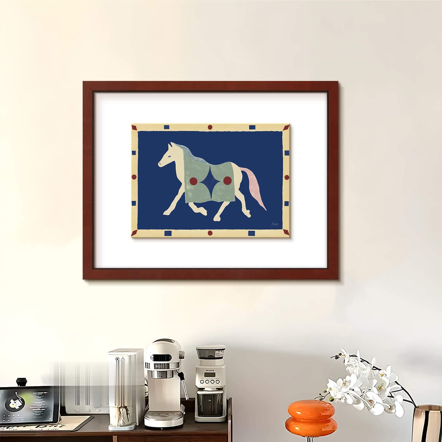 Silk Textile Art Wall Hanging "Bonny's Blanket", Mid-Century Modern Abstract Geometric Print, Bauhaus Style Entryway Decor, Bohemian Minimalist Dining Room Sideboard Tapestry, Luxury Textured Kitchen Painting