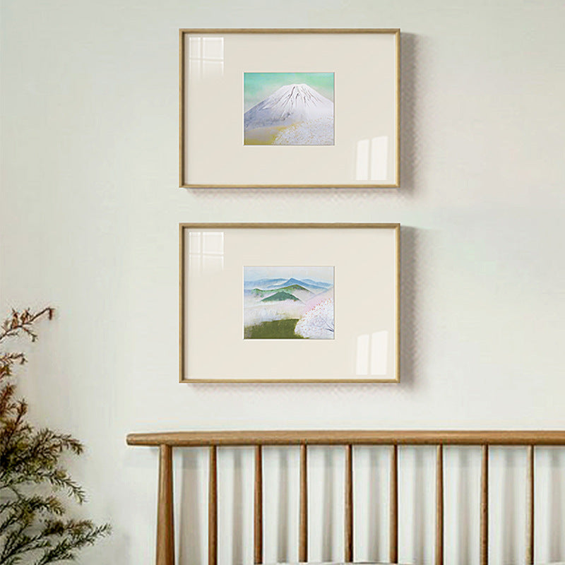 "Japanese Zen Landscape Wall Art Diptych, Wabi-Sabi Pine Forest Canvas Print for Living Room, Bedroom Nature Mural, Asian Minimalist Scroll, Double Panel Botanical Painting for Airbnb bedroom"