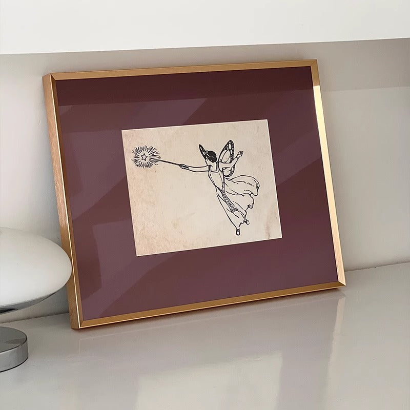 Abstract Modern Gold Frame Wall Art for Living Room | Textured Canvas Prints with Red Mat | Ready-to-Hang Contemporary Home Decor for Office & Bedroom