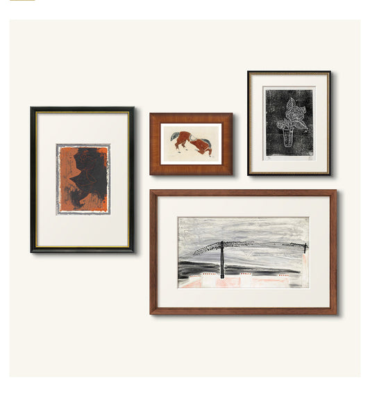 Solid Wood Frame French Mid-Century Modern Old Money Style Gallery Wall Set, Luxury Canvas Art for Living Room, Sophisticated Sofa Background Wall Decor, Vintage Aesthetic Abstract Print Collection