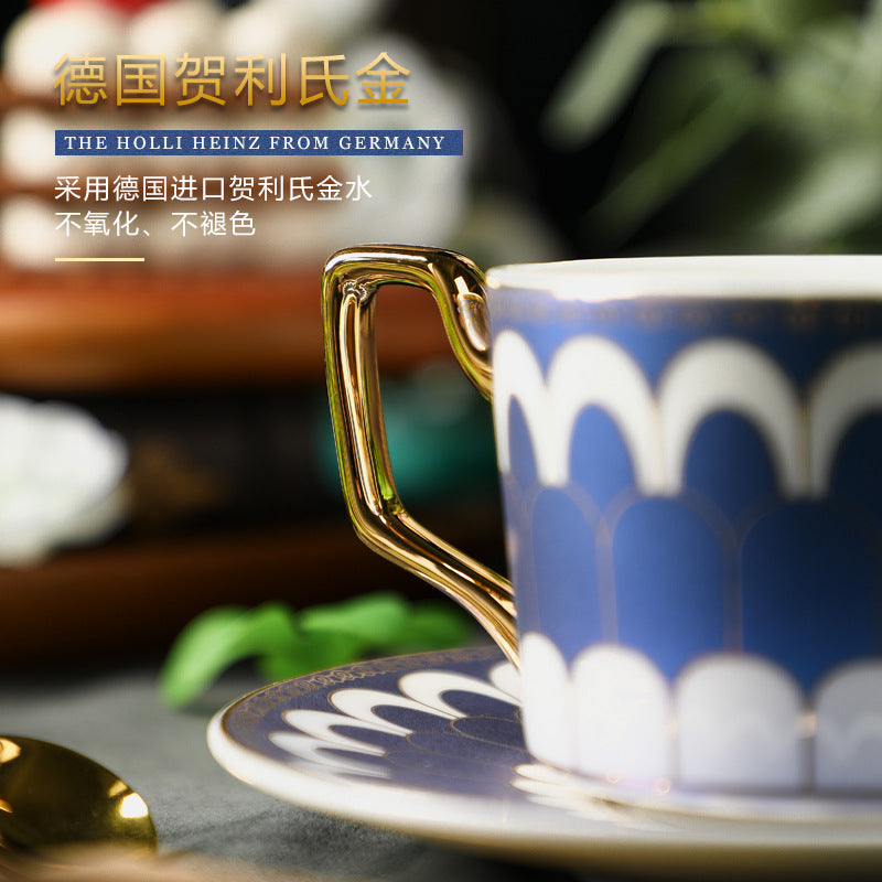 Luxury European Fine Ceramic Coffee Cup and Saucer Set, High-End Elegant Light Luxury Tableware for Home, Premium Gift Box Set for Housewarming, Wedding & Home Decor, Microwave Safe