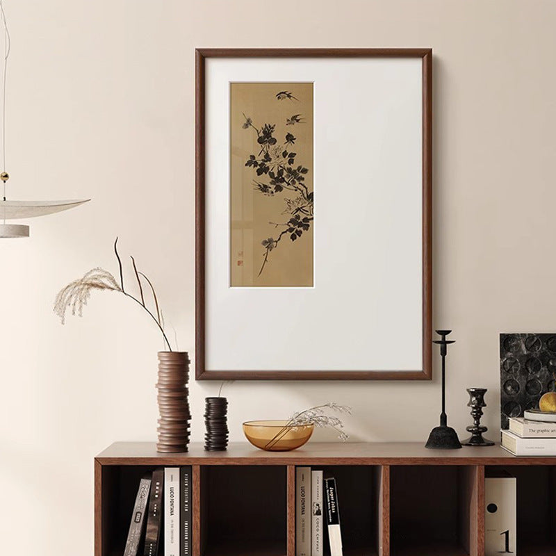 "Chinoiserie Swallow Wall Art 'Spring Swallow Brings Bliss', French Chinese Style Canvas Painting for Living Room, Entryway Decor, Zen Bedroom Study Tea Room Hanging Scroll, Oriental Botanical "