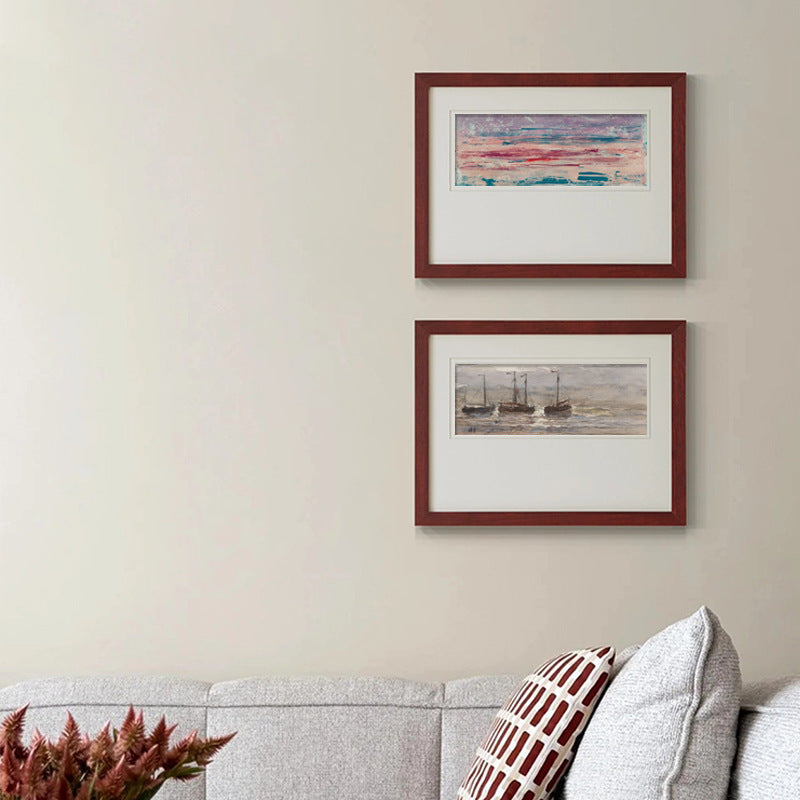 Solid Wood Frame "Lakeside Dusk" | French Mid-Century Old Money Style Decorative Painting | Niche Landscape Art | Living Room Wall Hanging | Retro Sideboard Bedroom Modern Wall Art