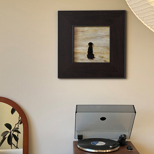 Vintage French Solid Wood Framed Gaze Portrait - Mid-Century Modern Abstract Wall Art for Living Room, Moody Botanical Print for Dining Room, Curated Gallery Hallway Decor