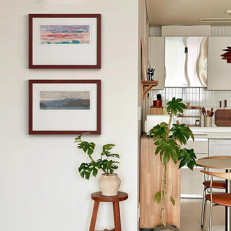 Solid Wood Frame "Lakeside Dusk" | French Mid-Century Old Money Style Decorative Painting | Niche Landscape Art | Living Room Wall Hanging | Retro Sideboard Bedroom Modern Wall Art