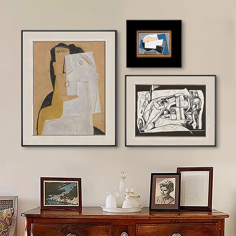 Daydream Traveler Modern Abstract Figure Composition Decor Painting, Living Room Sofa Background Wall Art, French Mid-Century Style Decorative Painting