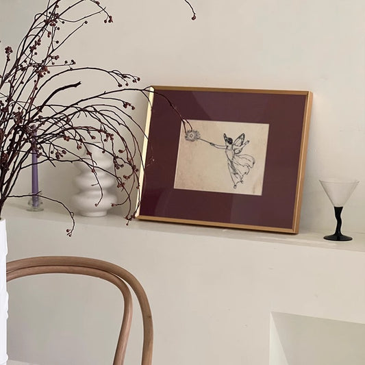 Abstract Modern Gold Frame Wall Art for Living Room | Textured Canvas Prints with Red Mat | Ready-to-Hang Contemporary Home Decor for Office & Bedroom