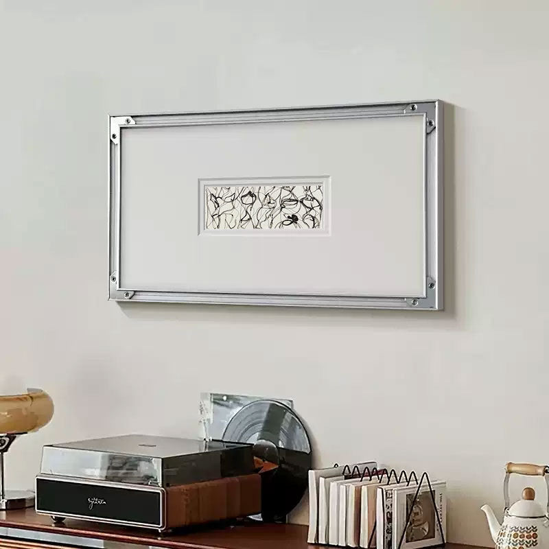 French Elegant Minimalist Wall Art, Silver Aluminum Frame with Double Matting (Reverse Mount)