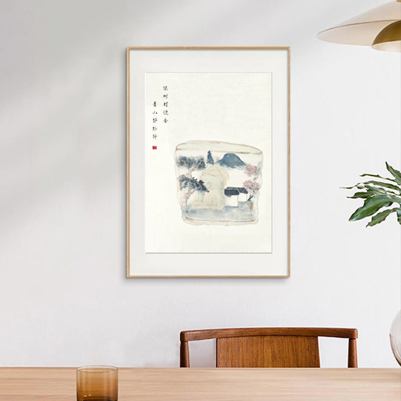 Z"Chinese Elegant Vase Painting, Multi-Panel Ink Wash Landscape Scroll, Zen Tea Room Wall Art, Oriental Bottle World Canvas, Asian Classic Mountain Water Decor for Dining Room"