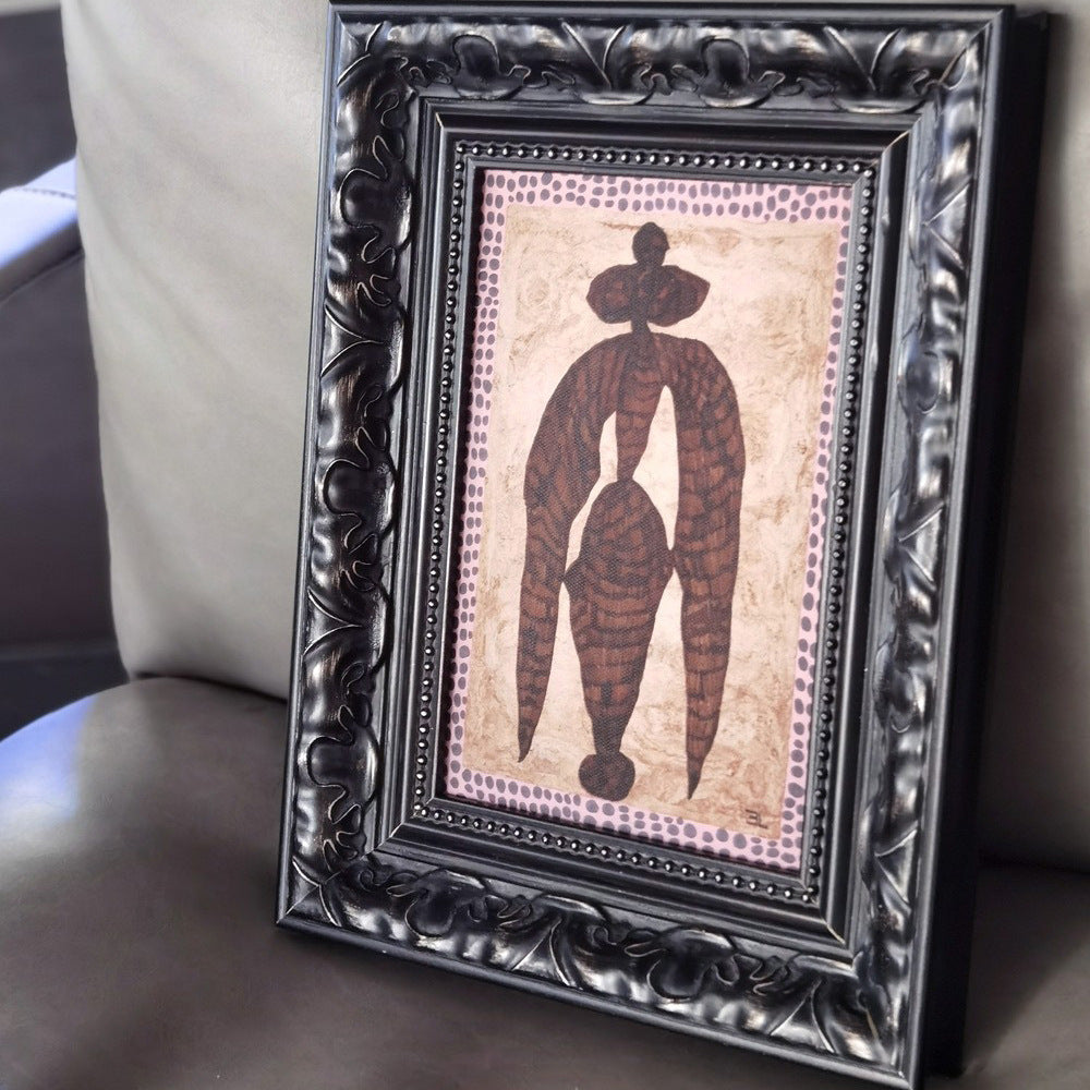 A Black and White Abstract Wall Art, French Mid-Century Modern Canvas Print, Solid Wood Framed Painting for Living Room, Dining Room Corner, Sofa Background, Minimalist Gallery Wall Decor