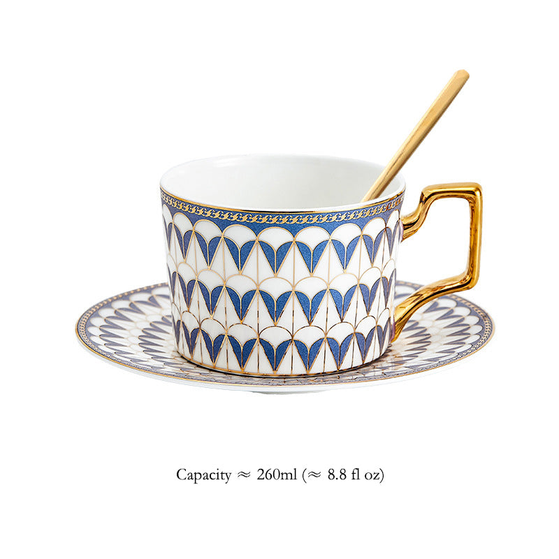 Luxury Ceramic Coffee Mug & Saucer Gift Set, Elegant Couple Cups for New Home Housewarming, Wedding & Christmas Present, Gold Trimmed Bone China Tea Cup Collection