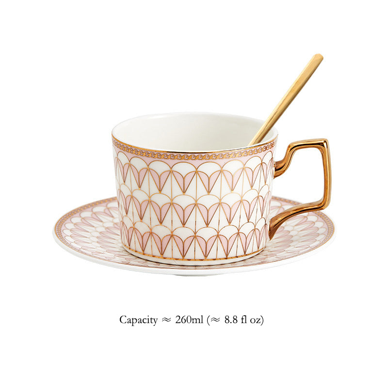 Luxury Ceramic Coffee Mug & Saucer Gift Set, Elegant Couple Cups for New Home Housewarming, Wedding & Christmas Present, Gold Trimmed Bone China Tea Cup Collection