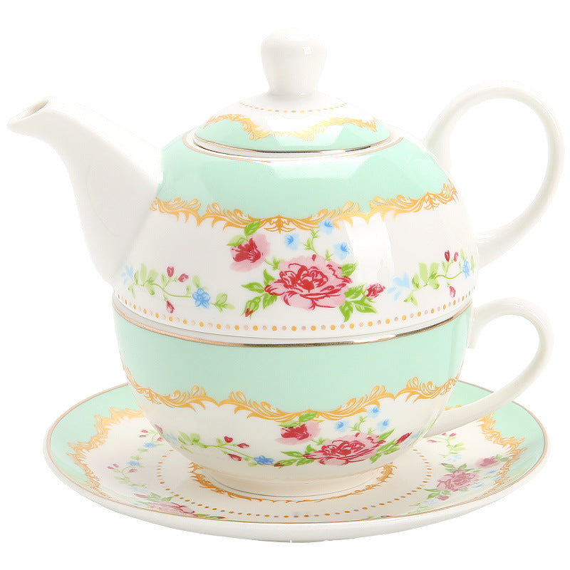 "Luxury English Afternoon Tea Set for One - European Ceramic Nesting Teapot & Teacup, Single-Serve Tea Brewing Kit, Elegant Floral Design, BPA-Free Porcelain, Perfect for Home Tea Rituals & Gift-Giving"