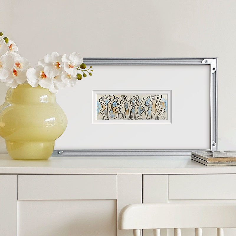 French Elegant Minimalist Wall Art, Silver Aluminum Frame with Double Matting (Reverse Mount)