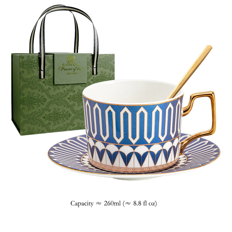 Luxury Ceramic Coffee Mug & Saucer Gift Set, Elegant Couple Cups for New Home Housewarming, Wedding & Christmas Present, Gold Trimmed Bone China Tea Cup Collection