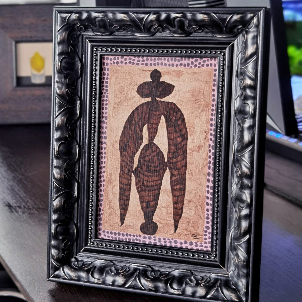 A Black and White Abstract Wall Art, French Mid-Century Modern Canvas Print, Solid Wood Framed Painting for Living Room, Dining Room Corner, Sofa Background, Minimalist Gallery Wall Decor