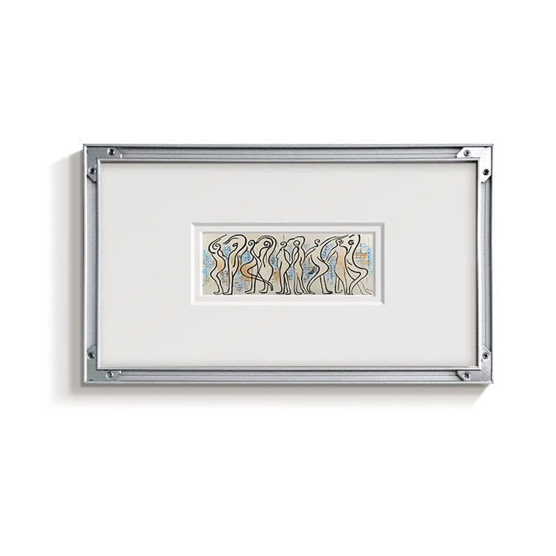 French Elegant Minimalist Wall Art, Silver Aluminum Frame with Double Matting (Reverse Mount)