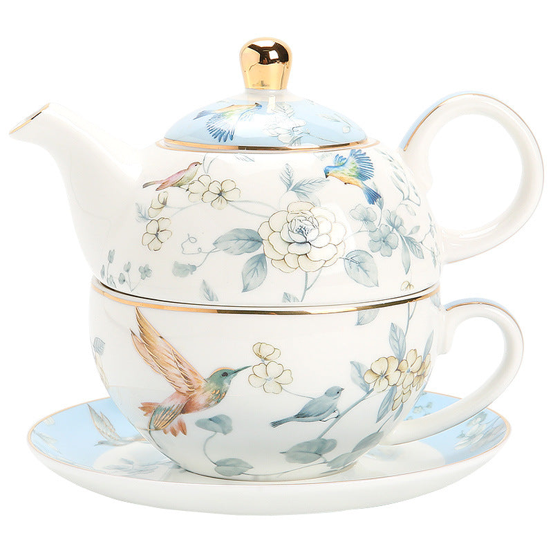 British Style Mother-Daughter Teapot Set, Premium Ceramic Afternoon Tea Set with 1 Teapot + 1 Cup & Saucer, Exquisite Gift Box, Luxury Tableware for Tea Time
