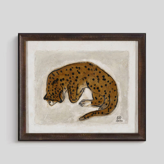 Solid Wood Frame Vintage Mid-Century Modern Wall Art Set, Old Money Style Abstract Gallery Wall Collection, Solid Wood Frame Painting for Living Room, Boho Chic Wealth & Prosperity Art for Sofa Background Wall, Dining Room Decor