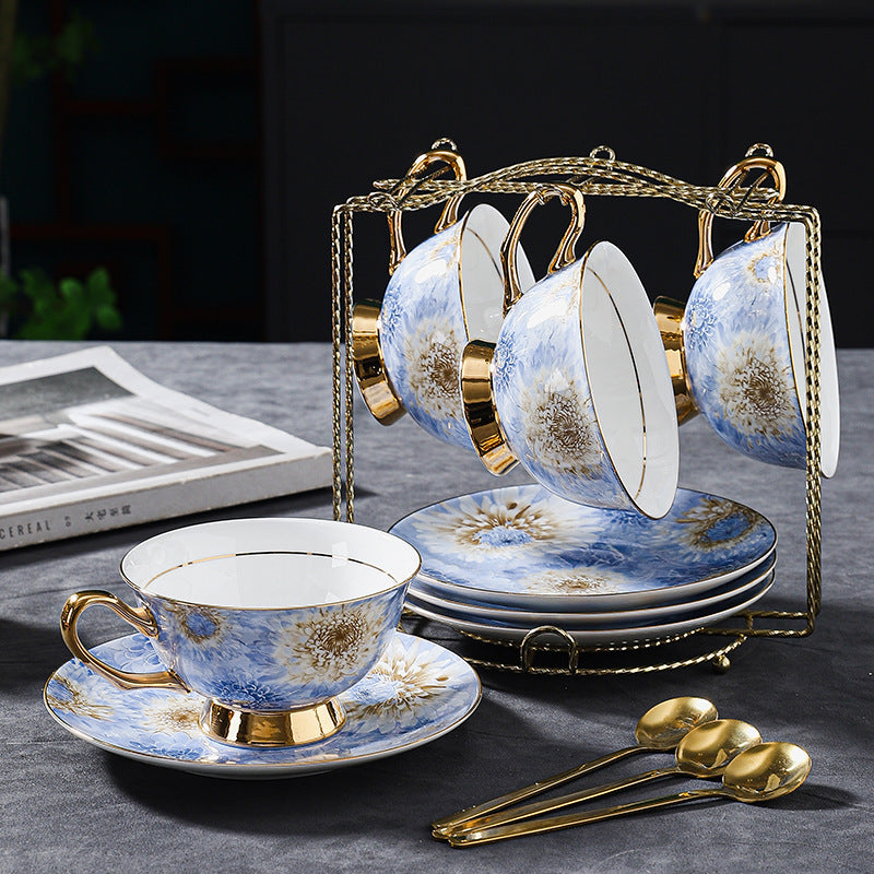 Luxury Fine Bone China Coffee Cup Set - Elegant Afternoon Tea Cups & Saucers, High-End Minimalist Tableware with Premium Aesthetic, Unique Gift Box for Housewarming & Weddings