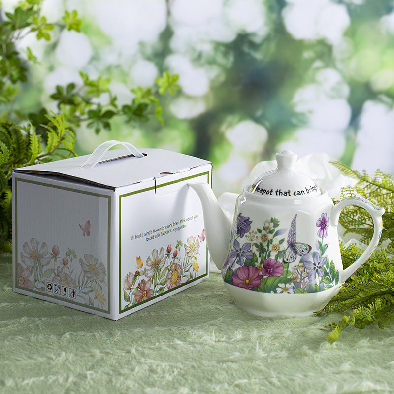 Garden Fruit Basket Ceramic Drinkware Set - Premium Porcelain Cold Water Kettle, Coffee Mug & Cup Saucer, Rustic Modern Farmhouse Style, Microwave & Dishwasher Safe, Ideal for Daily Use & Housewarming Gift