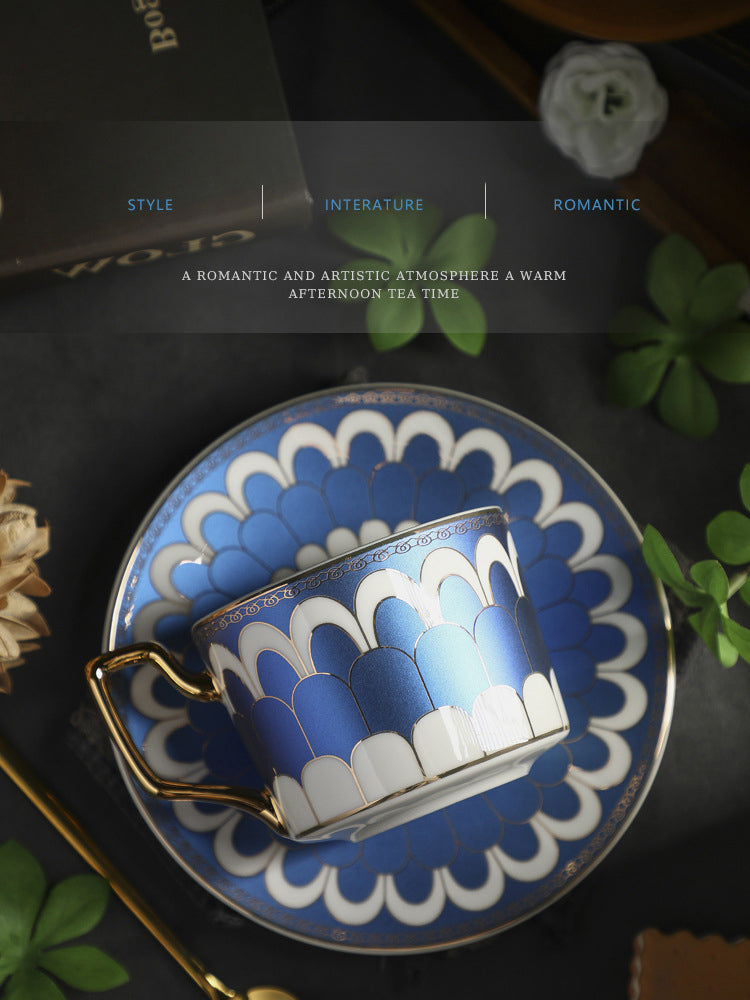 Luxury European Fine Ceramic Coffee Cup and Saucer Set, High-End Elegant Light Luxury Tableware for Home, Premium Gift Box Set for Housewarming, Wedding & Home Decor, Microwave Safe