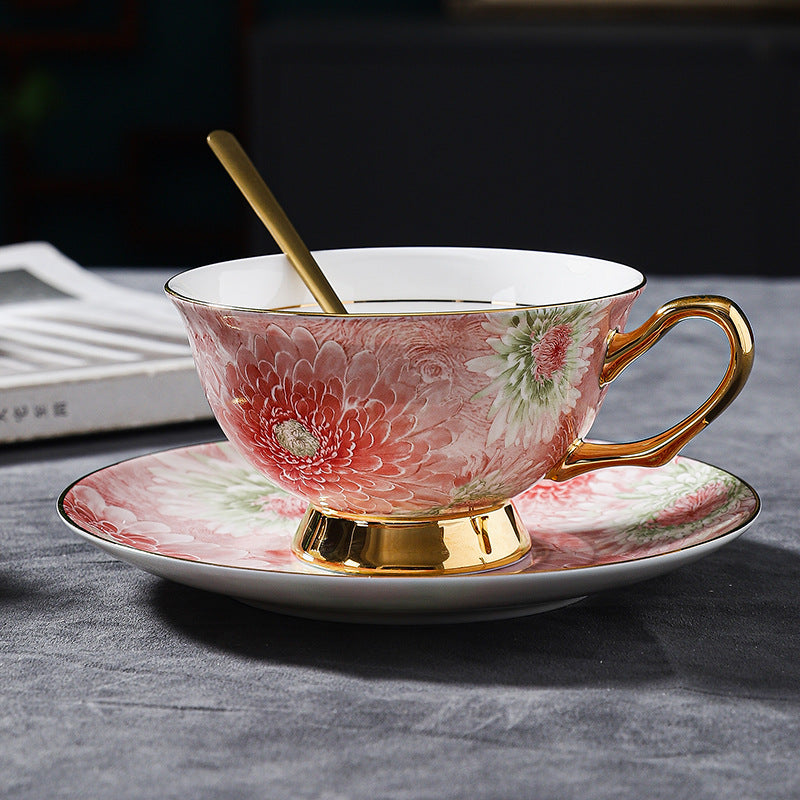 Luxury Fine Bone China Coffee Cup Set - Elegant Afternoon Tea Cups & Saucers, High-End Minimalist Tableware with Premium Aesthetic, Unique Gift Box for Housewarming & Weddings