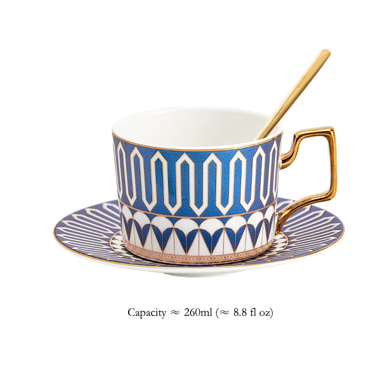 Luxury Ceramic Coffee Mug & Saucer Gift Set, Elegant Couple Cups for New Home Housewarming, Wedding & Christmas Present, Gold Trimmed Bone China Tea Cup Collection