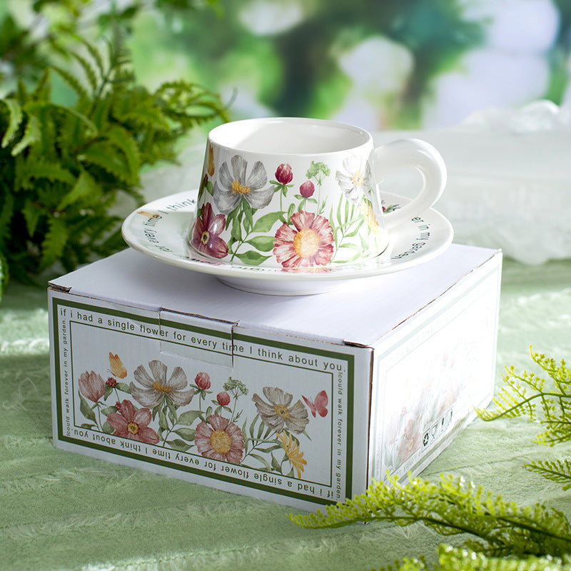 Garden Fruit Basket Ceramic Drinkware Set - Premium Porcelain Cold Water Kettle, Coffee Mug & Cup Saucer, Rustic Modern Farmhouse Style, Microwave & Dishwasher Safe, Ideal for Daily Use & Housewarming Gift