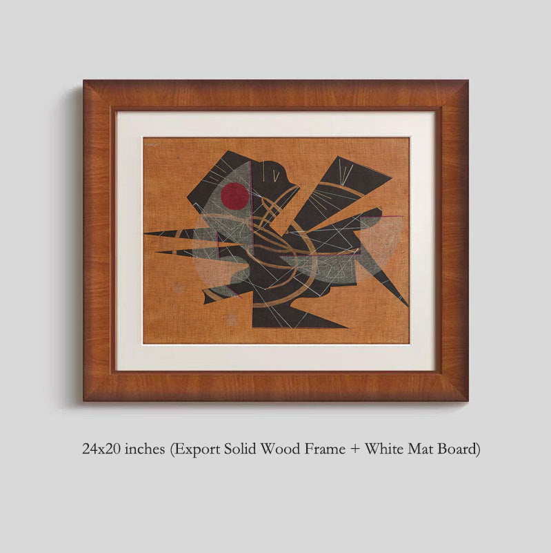 Premium Solid Wood Picture Frame - High-End French Vintage Old Money Style Living Room Accent Wall Art, Nordic Mid-Century Abstract Painting Set