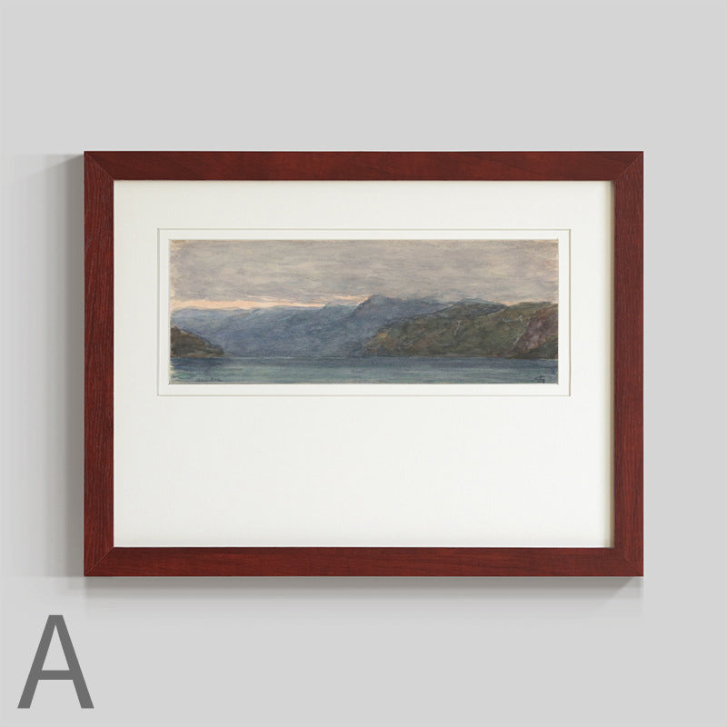 Solid Wood Frame "Lakeside Dusk" | French Mid-Century Old Money Style Decorative Painting | Niche Landscape Art | Living Room Wall Hanging | Retro Sideboard Bedroom Modern Wall Art