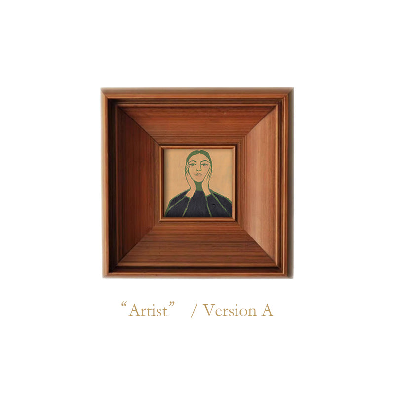 French Mid-Century Modern Portrait Wall Art, Solid Wood Frame Gallery Canvas, Scandinavian Retro Landscape Painting for Living Room & Bedroom