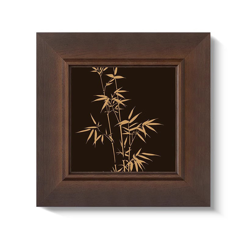 French Mid-Century Wall Art - New Chinese Style  Bamboo Shadows  Botanical Print for Living Room, Zen Asian Entryway Decor, Oriental Study Room & Bedroom Painting